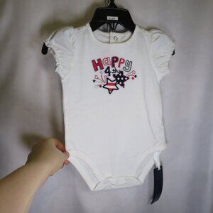 Baby Patriotic Happy 4th of July Bodysuit embroidered 3mts 100% cotton